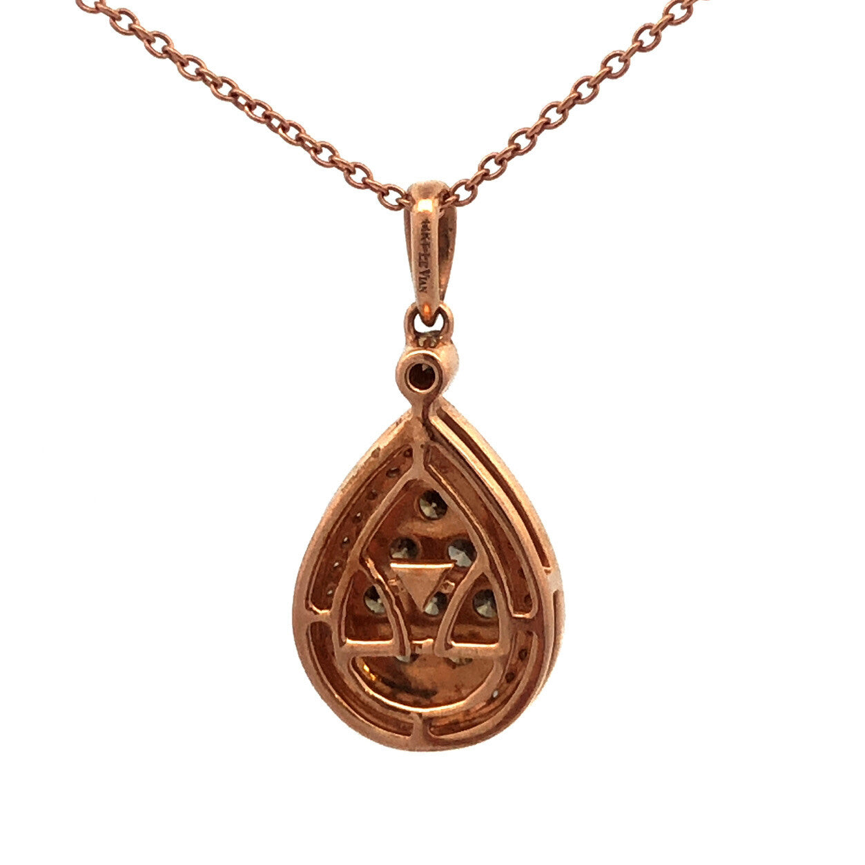 LeVian 14K Rose Gold Mocha Vanilla Diamond Teardrop Pendant Necklace