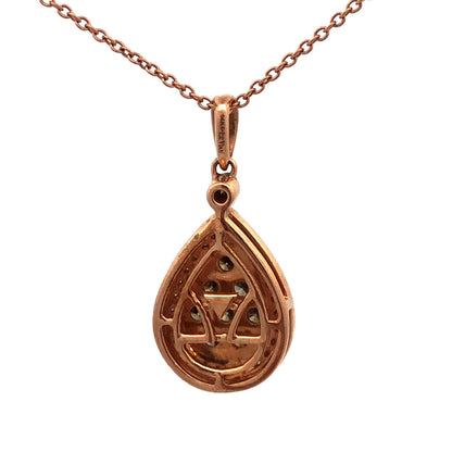 LeVian 14K Rose Gold Mocha Vanilla Diamond Teardrop Pendant Necklace