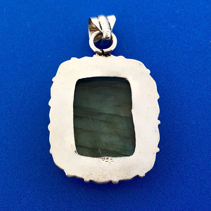 Sterling Silver 925 Labradorite Leo Scorpio Sagittarius Zodiac Stone Pendant