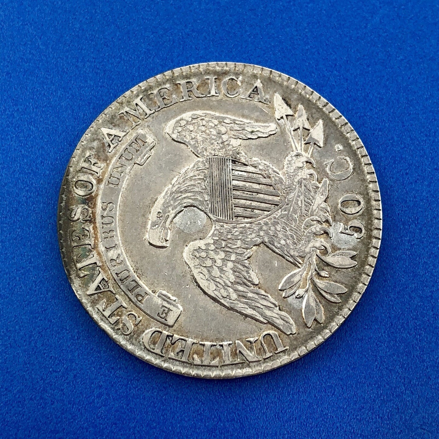 1827 P Capped Bust Silver Half Dollar 50c Early Philadelphia Mint Sunset Tones