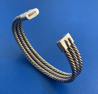 Vintage Taxco 925 Sterling Silver Triple Cable Statement Cuff Bracelet