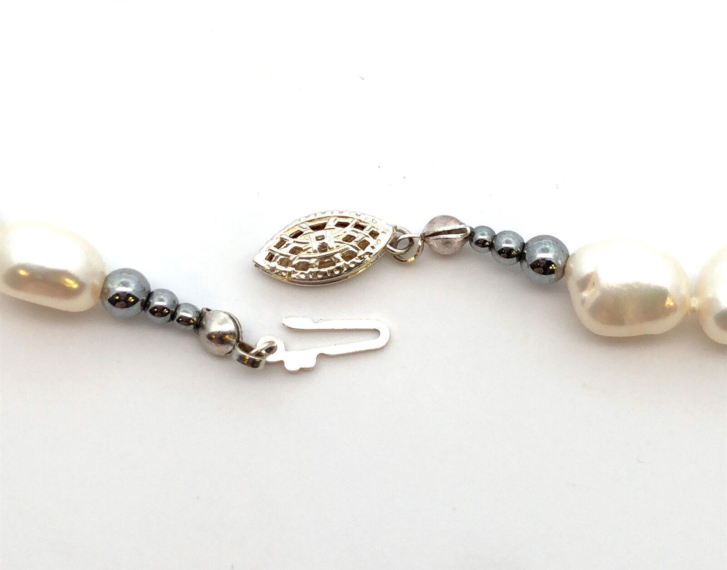 Designer 925 Sterling Silver Pearl Jade Beaded Statement Necklace