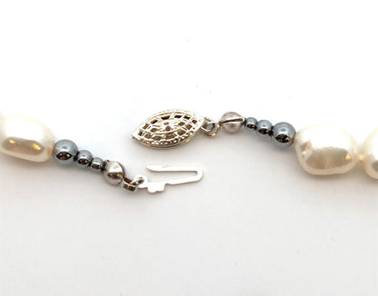 Designer 925 Sterling Silver Pearl Jade Beaded Statement Necklace