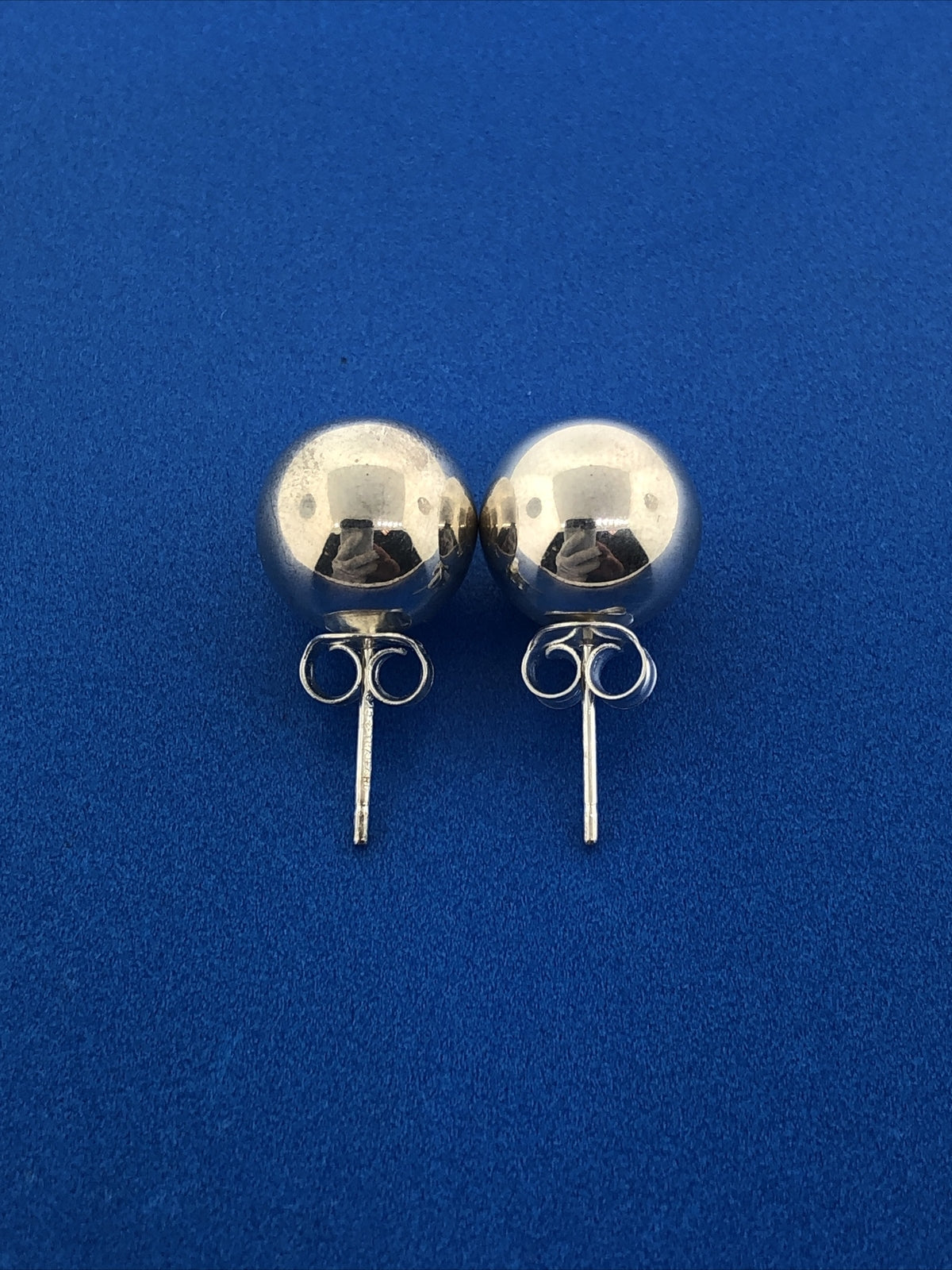 Classic 925 Sterling Silver Silver Bead Ball Statement Stud Earrings