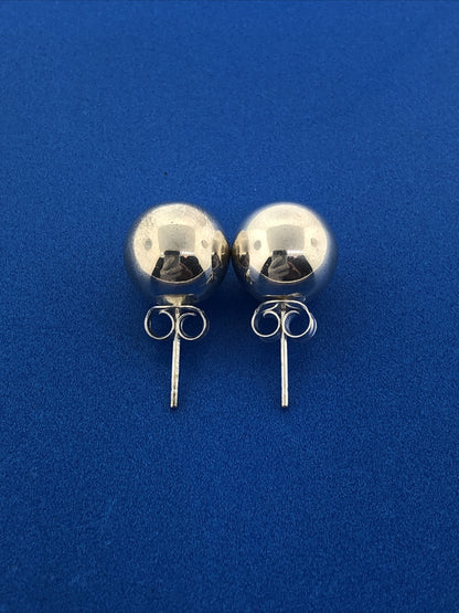Classic 925 Sterling Silver Silver Bead Ball Statement Stud Earrings