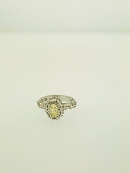 Sterling Silver Yellow White Cubic Zirconia Engagement Bridal Ring S179
