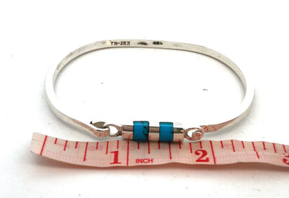 Vintage Taxco Mexico 925 Sterling Silver Turquoise Oval Bangle Bracelet