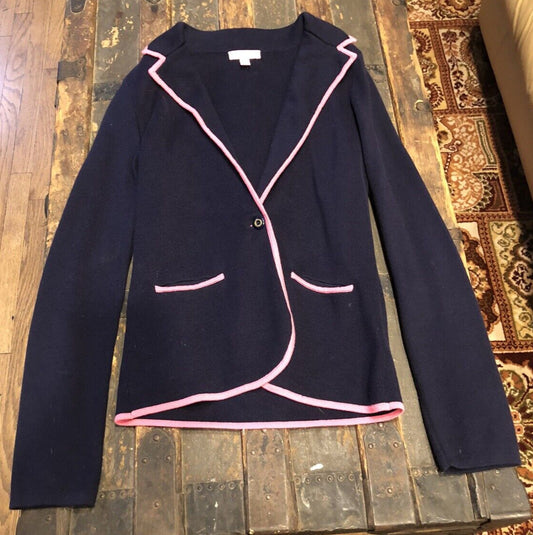 Lilly Pulitzer Ladie's Size S 100% Supima Cotton Blue Pink Accent Sweater Jacket