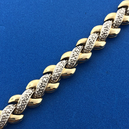 Designer 925 Sterling Silver Vermeil Two Tone Illusion X Tennis Bracelet
