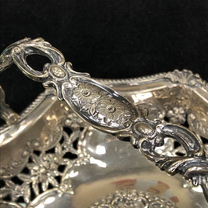 Antique Ledsam & Vale L & Co Silver Plate Floral Open Work Handled Brides Basket