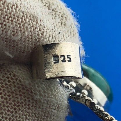 Stunning Sterling SIlver 925 Cabochon Turquoise Coral Accent Floral Pendant