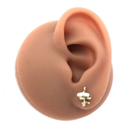 Estate 14K Yellow Gold Airplane Crop Duster Pilot Stud Earrings