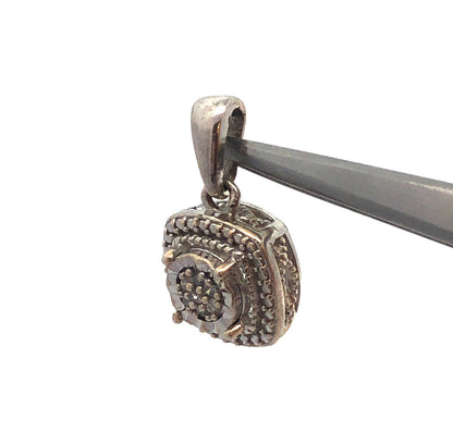 Designer 925 Sterling Silver Diamond Cluster Illusion Halo Setting Charm Pendant