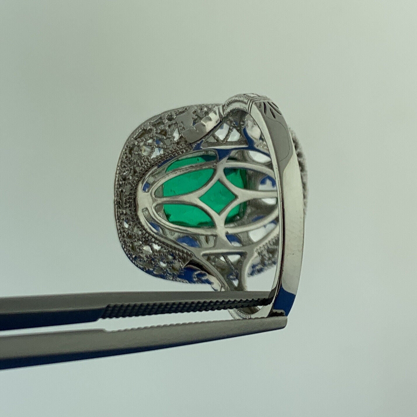 Clyde Duneier CID Sterling Silver Green Tourmaline White Amethyst Cocktail Ring