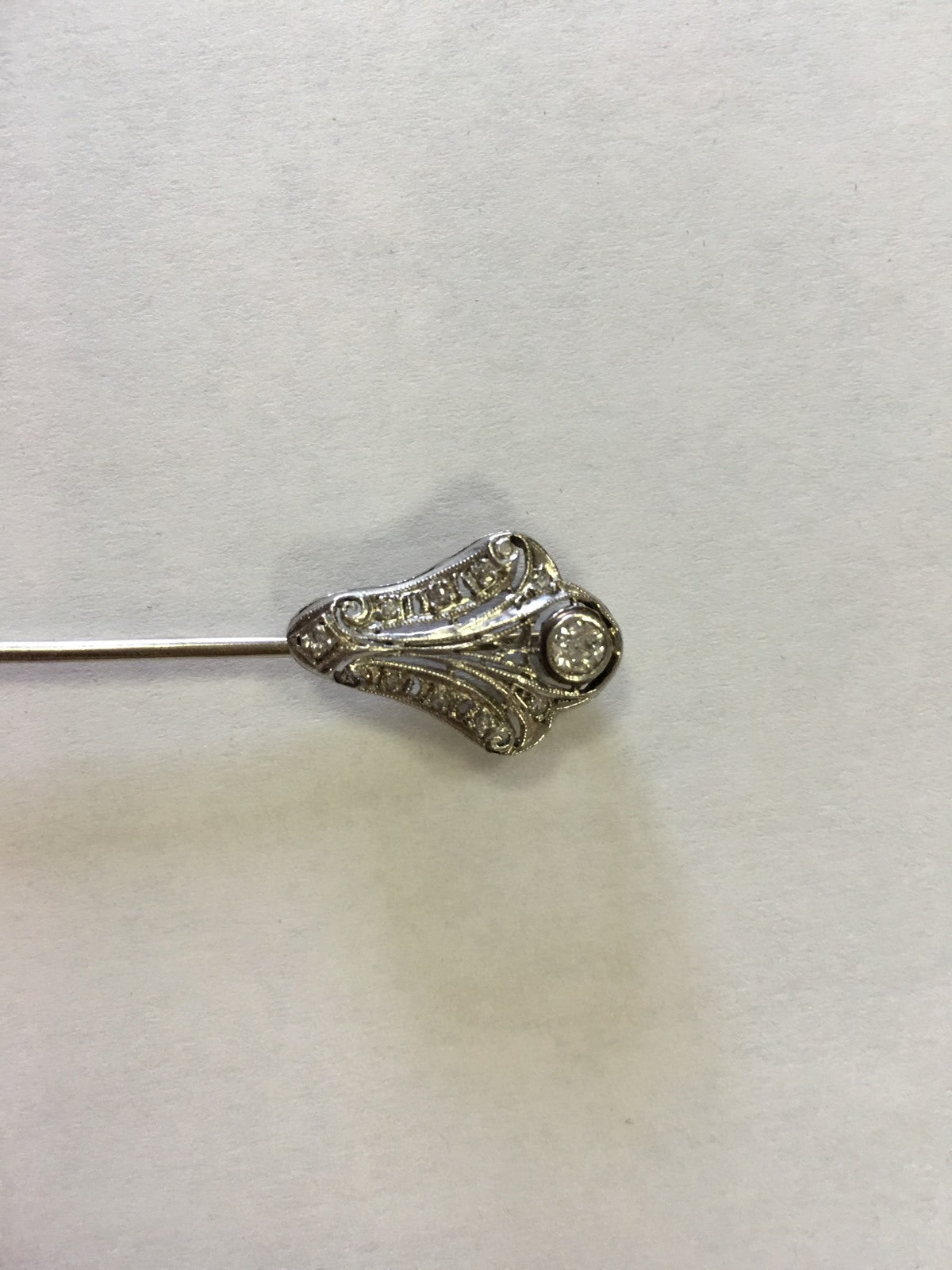 Vintage Art Deco Platinum Diamond Stick Pin .25tcw 1/4