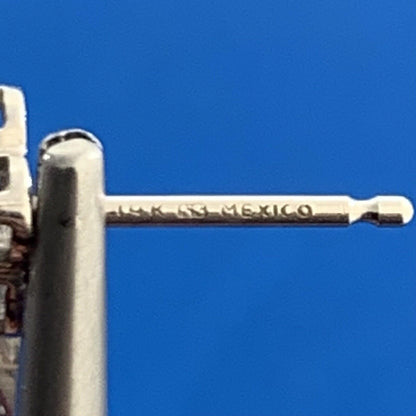 Designer Mexico 14K White Gold Pear Blue Topaz Diamond Accent Dangle Earrings