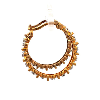 Designer 925 Sterling Silver Gold Vermeil Diamond Round Infinity Hoop Earrings