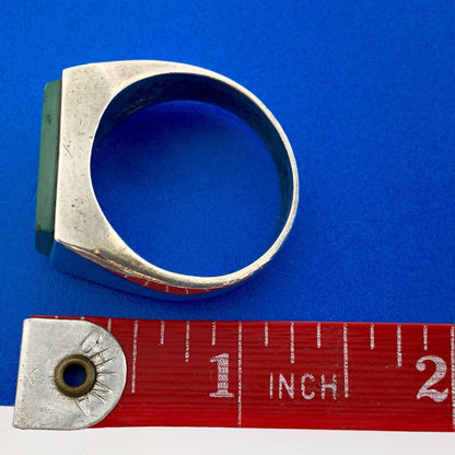 Vintage Taxco Mexico TH-107 Sterling Silver Malachite Men's Statement Dome Ring