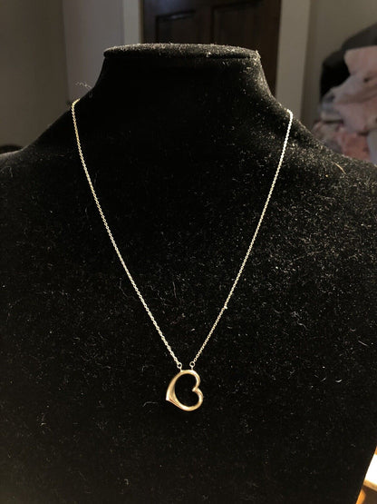 Designer ARR 14K Yellow Gold Puffy Heart Love Anniversary Pendant Chain Necklace