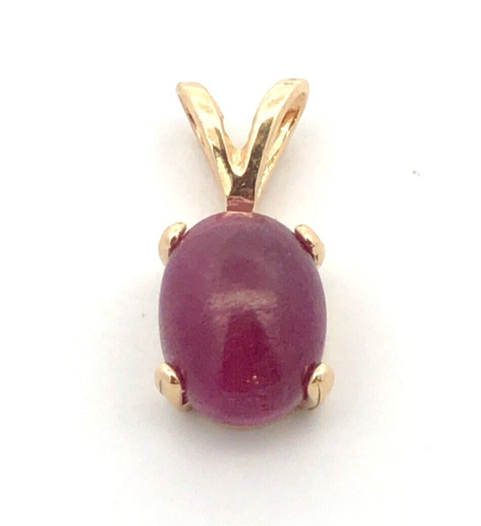Designer 14K Yellow Gold Oval Purple Ruby Solitaire Pendant