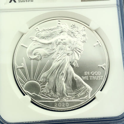 2020 U.S. State Series $1 American Silver Eagle NGC Mint State 70 Michigan Auto