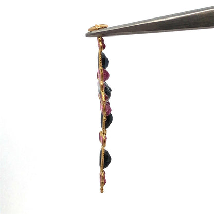 Estate 18K Yellow Gold Sapphire Ruby Statement Cross Religious Pendant