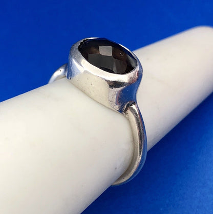 Designer Sterling Silver 925 Oval Smoky Quartz Topaz Fashion Ring
