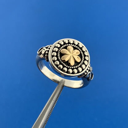 Designer Doug Paulus DP 18K Gold Sterling Silver 925 Filigree Cocktail Ring