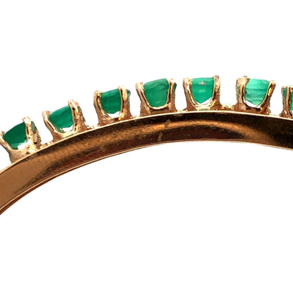 Estate 14K Yellow Gold Emerald May Anniversary Hinged Bangle Bracelet