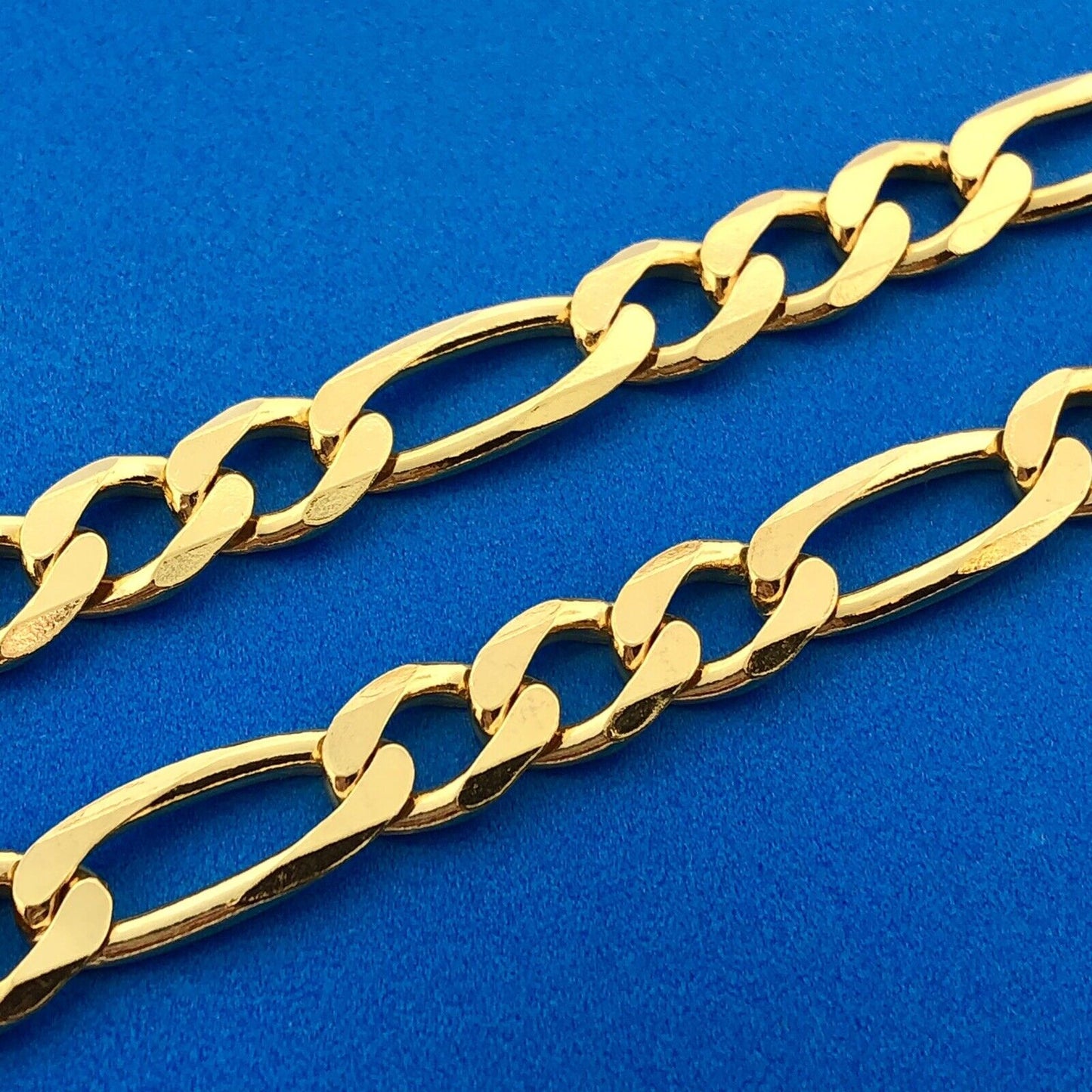 Milor Italy 925 Sterling Silver Vermeil Gold Tone Unisex Figaro Link Bracelet