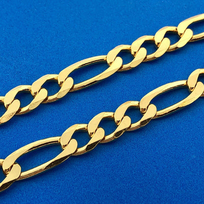 Milor Italy 925 Sterling Silver Vermeil Gold Tone Unisex Figaro Link Bracelet