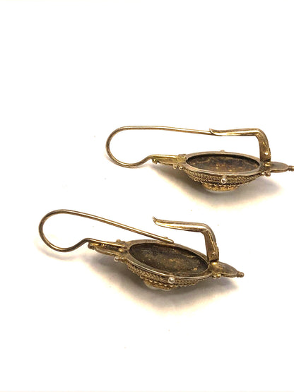 Designer 925 Sterling Silver Vermeil Braided & Beaded Oval Hook Earrings