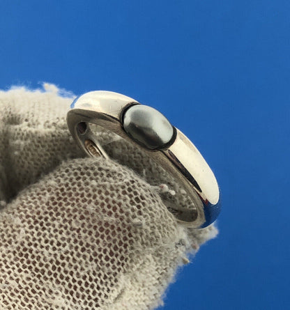 Vintage AVON Sterling Silver 925 Black Pearl Stackable Band Ring