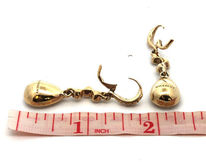 Givenchy Gold Tone Cubic Zirconia CZ Leverback Drop Dangle Statement Earrings