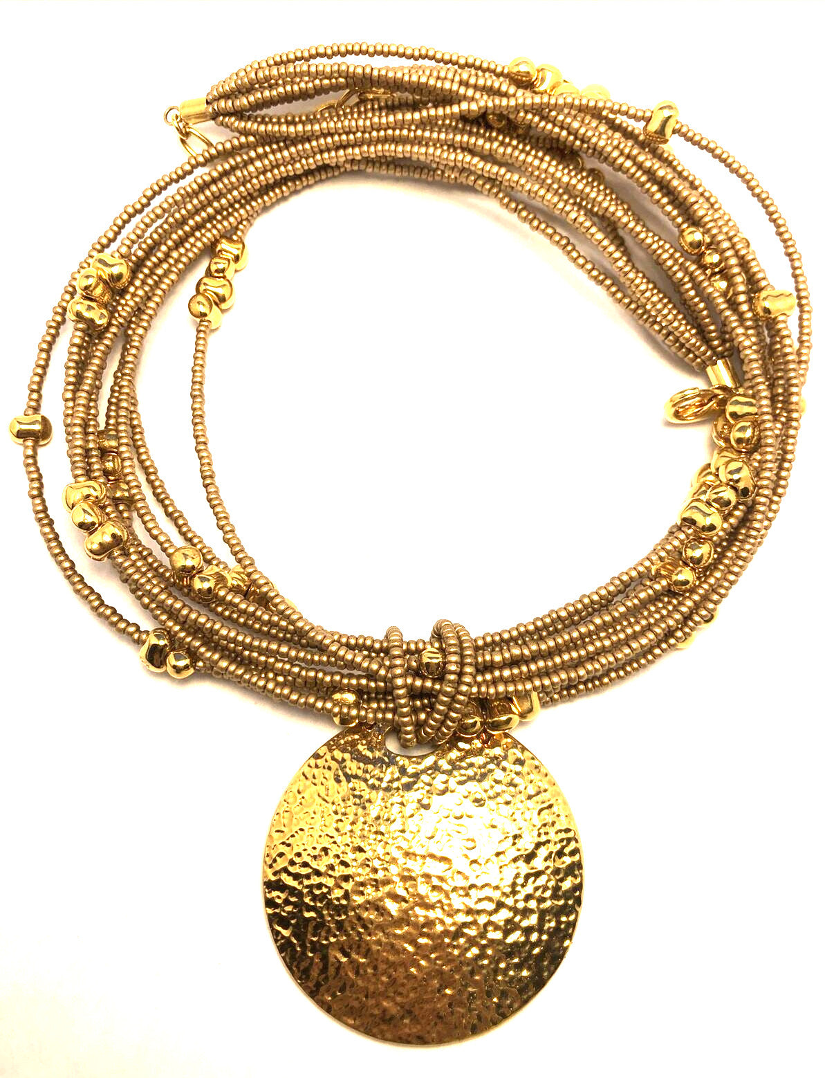 Joan Rivers Gold Tone Beaded 10-Strand Metal Disc Statement Necklace