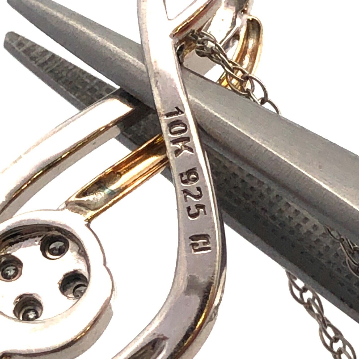 Designer 925 Sterling Silver 10K Yellow Gold Diamond Infinity Eternity Necklace