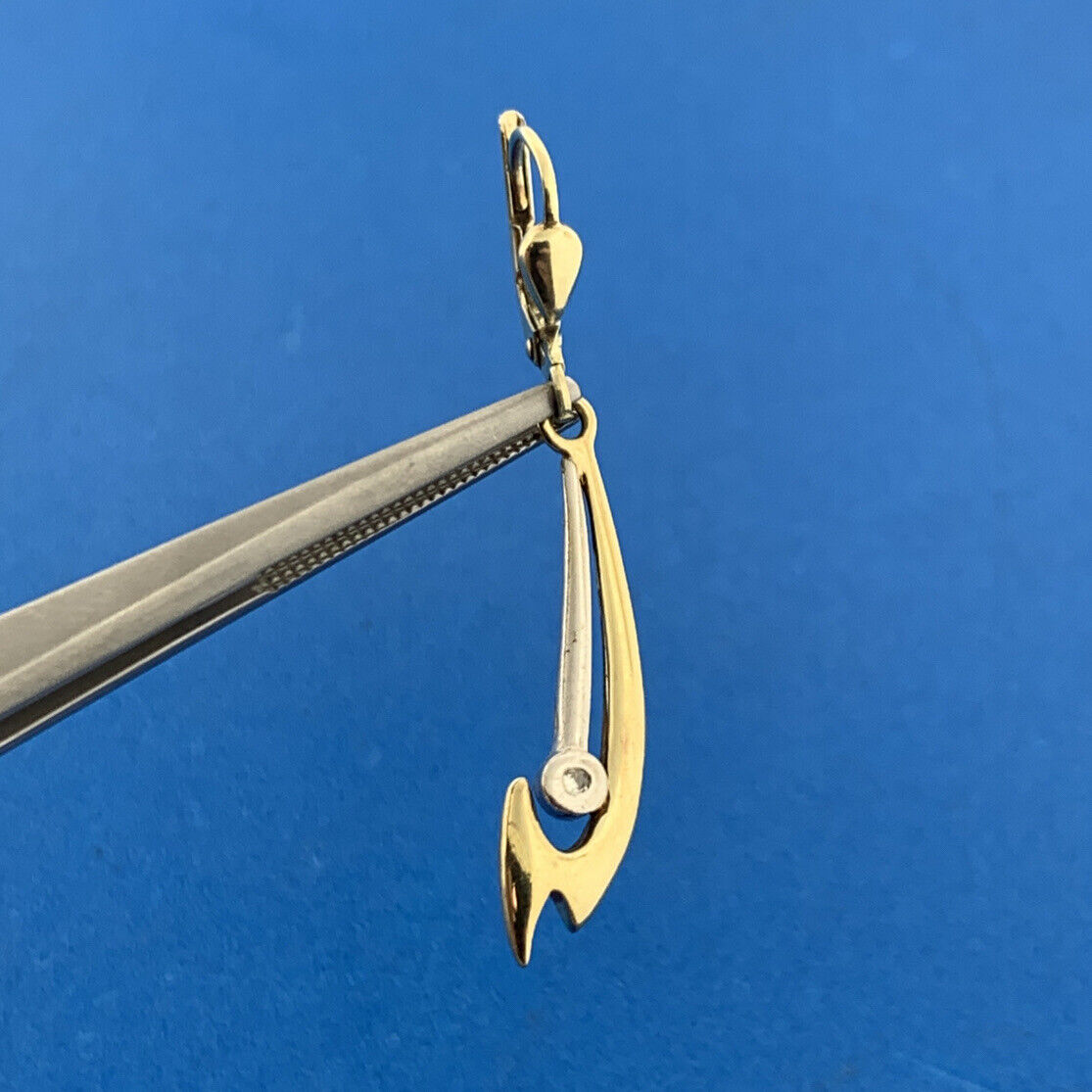 Designer 14K Yellow White Gold Diamond Modernist Abstract Drop Dangle Earrings