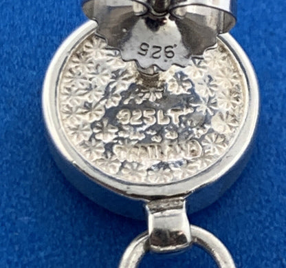 Designer 925 Sterling Silver Mother Of Pearl Disc Modernist Dangle Drop Earrings