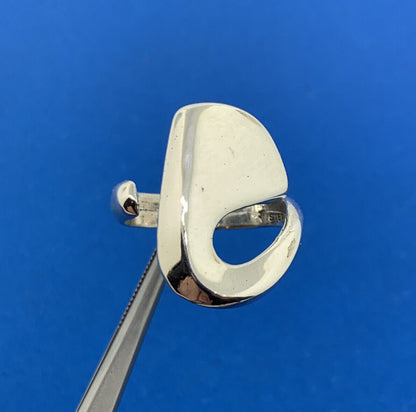 Vintage Sterling Silver 925 Modernist Abstract Signed Adjustable Cocktail Ring