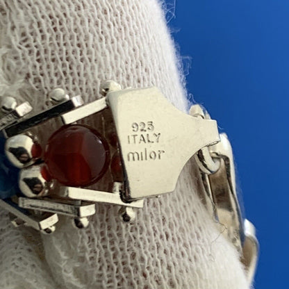 Designer Milor 925 Sterling Silver Riccio Rolling Mixed Gemstone Bead Bracelet