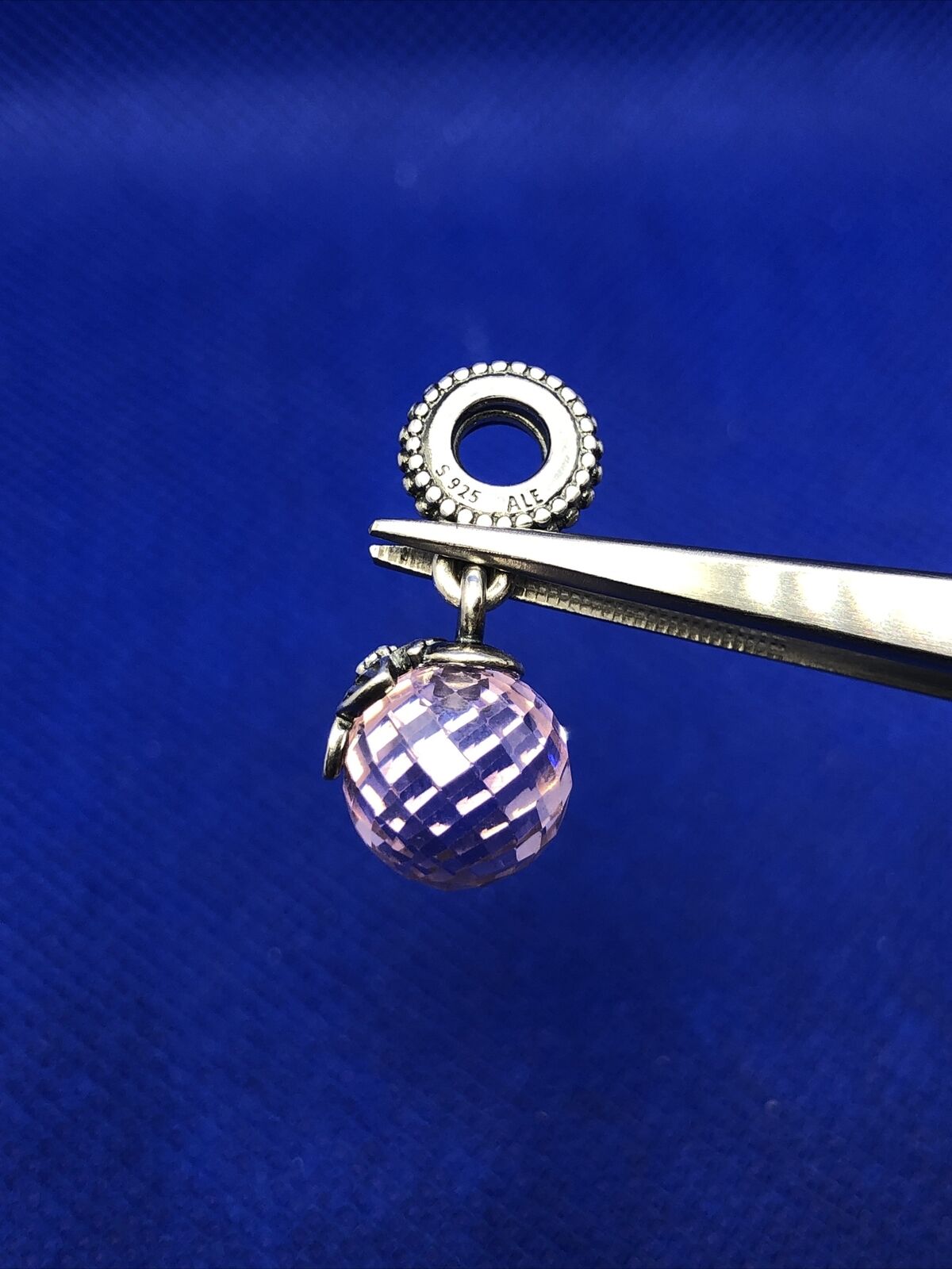925 Silver Retired PANDORA ALE Morning Butterfly Pink CZ Dangle Charm 791258