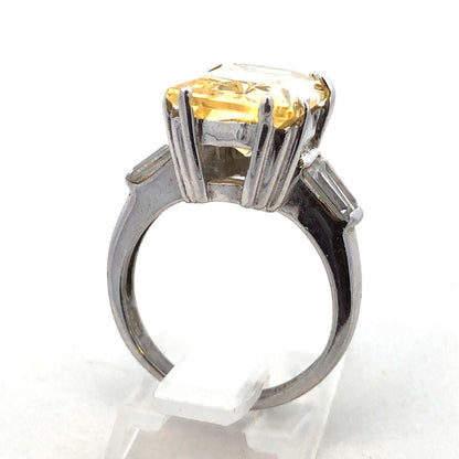Designer CWE 925 Sterling Silver Radiant Emerald Lemon Quartz CZ Accent Ring