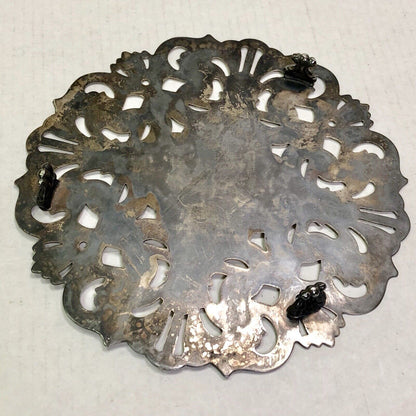 Retro Leonard Silver Co Silver Electroplated Floral Scroll Cut Out Food Trivet