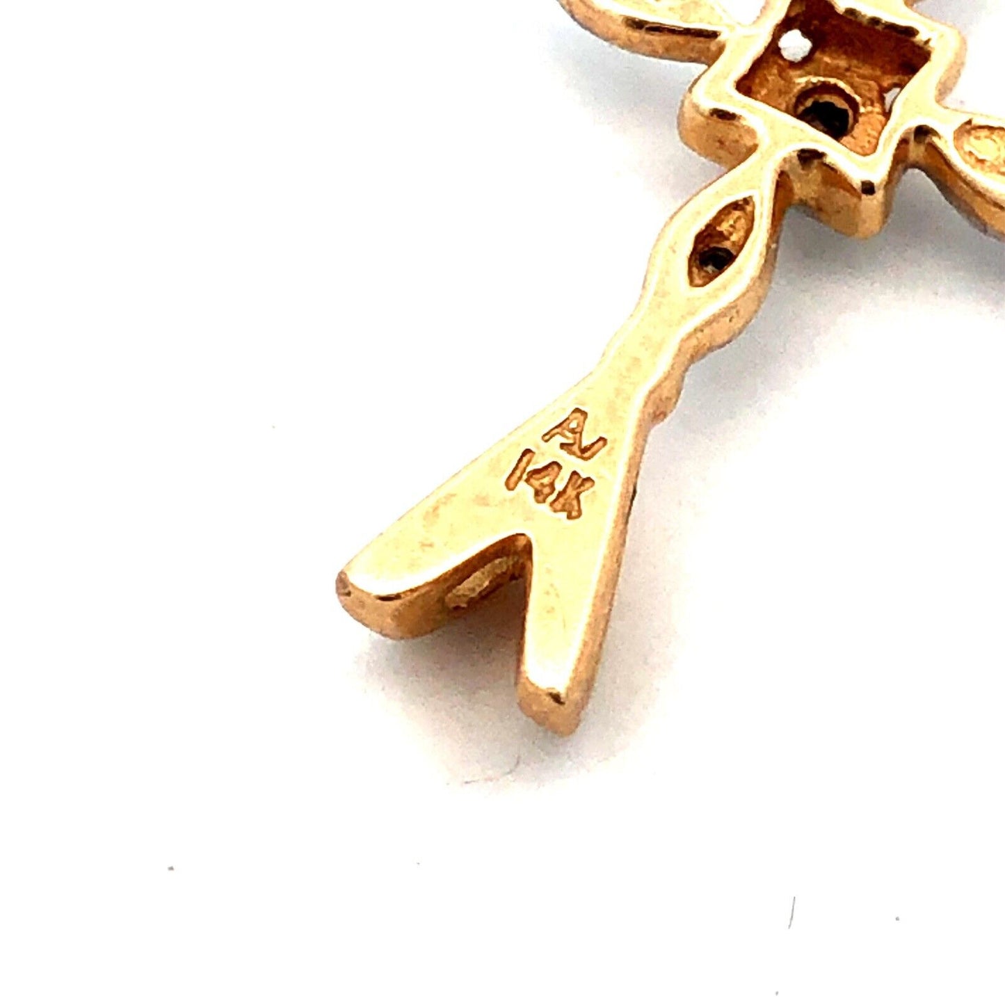 Designer AV 14K Yellow Gold Round Diamond Religious Communion Cross Pendant