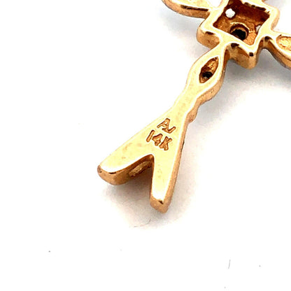 Designer AV 14K Yellow Gold Round Diamond Religious Communion Cross Pendant