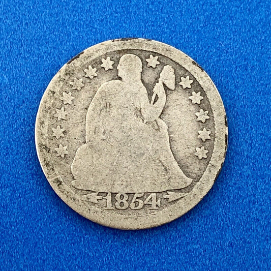 1854 P Seated Liberty Silver Dime 10c Better Key Philadelphia Mint Coin