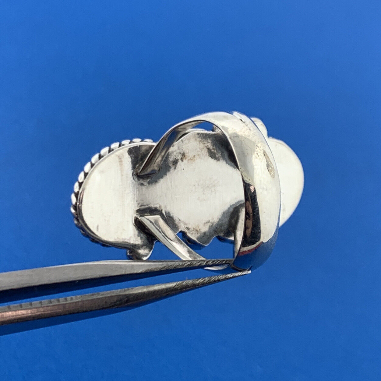 Designer J Lee Sterling Silver 925 Blue Turquoise Floral Finger Ring Size 4