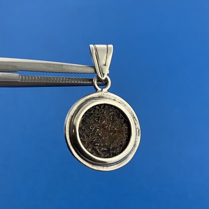 Estate Sterling Silver 925 Unknown Ancient Bronze Coin Dangle Pendant