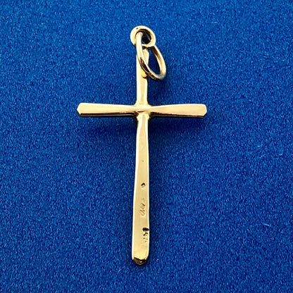 Modernist 10K Yellow Gold Polished Cross Religious Easter Charm Pendant