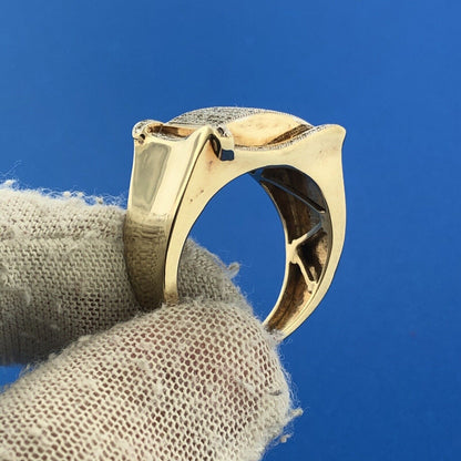 Gorgeous 10k Yellow Gold 0.5ct Round Cut Diamond Statement Ring Size 10